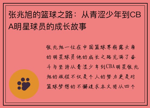 张兆旭的篮球之路：从青涩少年到CBA明星球员的成长故事